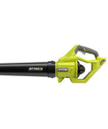 Heavy Duty Cordless Jet Fan Leaf Blower With 500 CFM And 110 MPH Turbo Boost For Quick Yard Cleanup, featuring a green and black design and ergonomic grip.