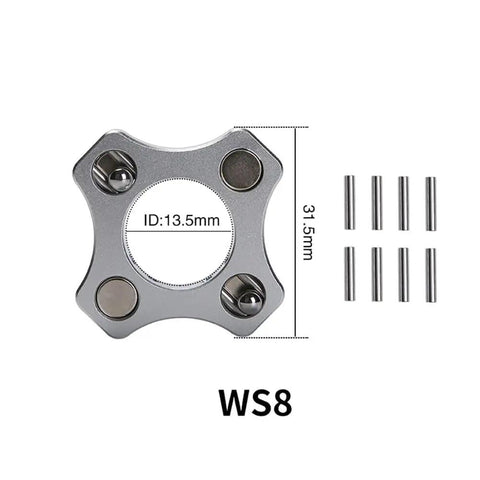 Efficient T8 Z Axis Lead Screw Magnetic Coupler WS8, silver, with dimensions shown, ID 13.5mm, compatible with 3D printers and CNC equipment
