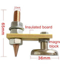 Earth Ground Connector For Auto Dent Repair And Stud Welding with insulated board and magnetic block, measurements shown