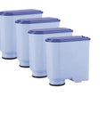 Top Shelf Coffee Maker Water Filter Replacement Slick Cartridge, 4 pack of blue cartridges for home brewers to reduce buildup.