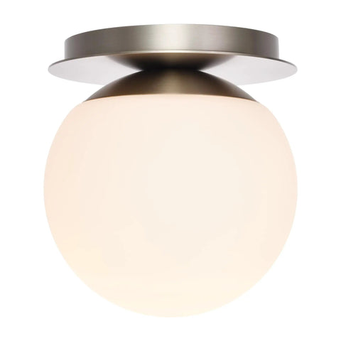 Modern Globe Wall Sconce 1 Light In Brushed Nickel, Diffused Opal Glass Shade, Ideal For Bedroom Bathroom Living Room Hallway Vanity Lighting, Contemporary Sconce And Ceiling Light Fixture.