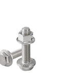 Stainless Steel 304 Flange Hex Bolts Kit For Furniture Heavy Duty Corrosion Resistant Hardware Assortment With Coated Finish No Burr Anti Slip Nut Teeth
