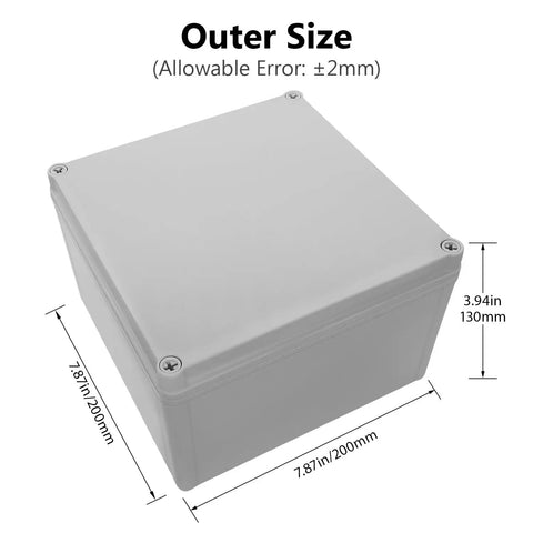 Hella Tough Waterproof IP67 Junction Box With Dustproof Sealed Plastic Housing For DIY Electrical Projects And Outdoor Cable Management That Locks Out Dirt And Keeps Your Rig Locked Down Tight, 200x200x130mm size.