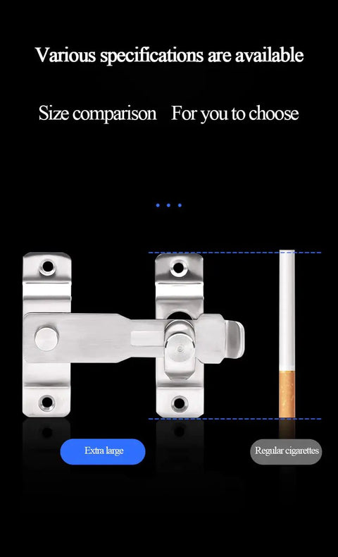 Lock Down Your Rig With This Stainless Steel Slide Bolt Door Lock offering 90 degree rotation, size comparison with a cigarette for clarity.