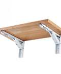 Two Pack Folding Triangle Shelf Brackets Wall Mounted for Tools and Benches 12 Inch White Heavy Duty Spring Support