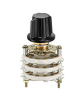 6P5T 6 Pole 5 Throw 3 Deck Band Channel Rotary Switch Selector With Plastic Knob For DIY Electronics Projects And Audio Gear 36 Pin Mounting Hole 9.7mm 6mm Shaft Diameter 11.7mm Shaft Length Includes Nut, front view