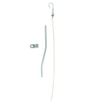 Ford Engine Oil Dipstick With 12 Inch Tube And 21 Inch Gold Iridite Dipstick, Chrome Housing And Handle, Easy Read For Precise Oil Level Readings, Built To OEM Specs For Real Gearheads; displayed with a hook handle, chrome tube, and gold tip viewed separately.