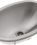 Oval 304 Stainless Steel Boat And RV Sink With Brushed Finish Heavy Gauge Stainless Exterior 17 By 12 Inches, view from top