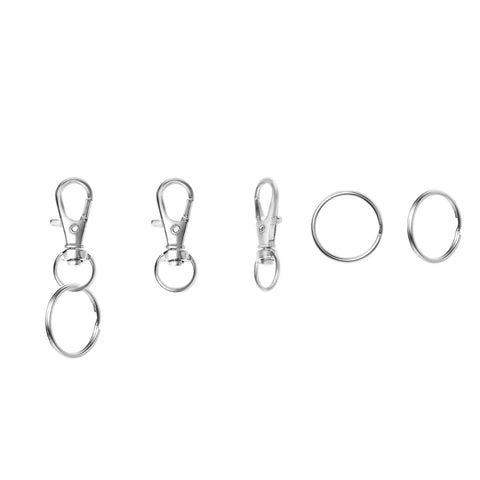 Hella Durable Premium Silver Swivel Snap Hooks 50 Pack Lobster Claw Trigger Clasps for keychains with split rings