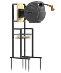 Freestanding Garden Hose Reel Stand For Outdoors No Wall Drilling Required With Sturdy Mounting Brackets Fits Most Retractable Hose Reels Reel Not Included