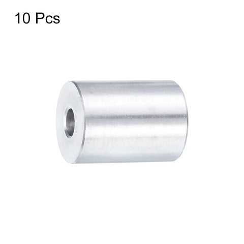 Beefy Aluminum Spacer Set Ten Pieces Quarter Inch Bore Spacer With Three Quarter Inch Outer Diameter And One Inch Length Standoff Bushings For Screws Bolts And Rods Plain Finish Round Metal Spacers, front view