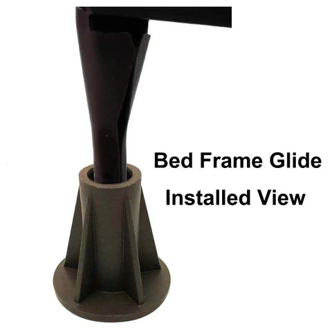 Steel Stem Bed Frame Feet Replacement Set Of 4 With Plastic Inserts To Stop Sliding And Replace Wheels installed on floor