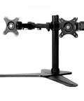 Heavy Hitter Dual Monitor Stand Free Standing Desk Mount For Two Screens Up To Thirty Inches with sturdy black base and articulating arms.