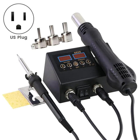 2 In 1 Soldering Iron And Hot Air Rework Station For BGA IC Repair And Desoldering On Cell Phone PCBs Handy SMD Welding Tools With Quick Access And Sensor Mode US Plug