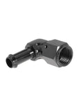 Female AN6 To Three Eighths Inch Hose Fittings With 90 Degree Swivel And Side Port Swivel Seal For Oil Fuel Water Gas And Air Lines Rugged Aluminum Black 2 Pack, black 90° hose fitting