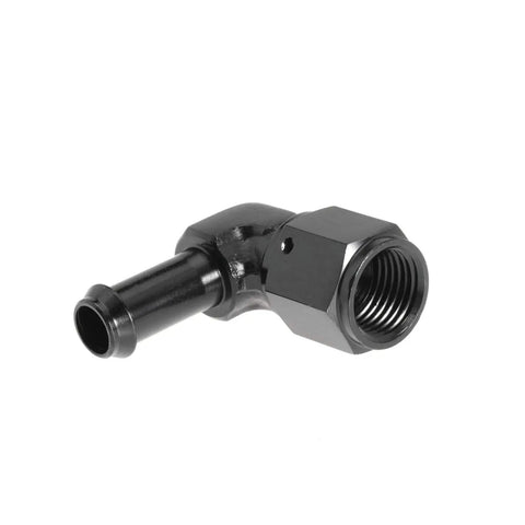 Female AN6 To Three Eighths Inch Hose Fittings With 90 Degree Swivel And Side Port Swivel Seal For Oil Fuel Water Gas And Air Lines Rugged Aluminum Black 2 Pack, black 90° hose fitting