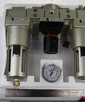 Three Quarter Inch Air Filter Regulator Lubricator All In One FRL Combo For AC5000 Series Modular SMC Type, top view