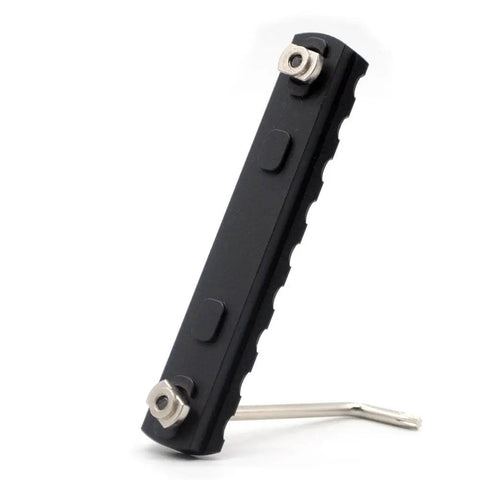 Heavy Duty 9 Slot Rail For M Rail System With Chamfered Edges And Beveled Ends Made From Aircraft Grade 6061 T6 Aluminum Anodized Finish Mil Std 1913 Rails For Tac Accessories Precision CNC Machined Includes Quincunx Screws And Wrench