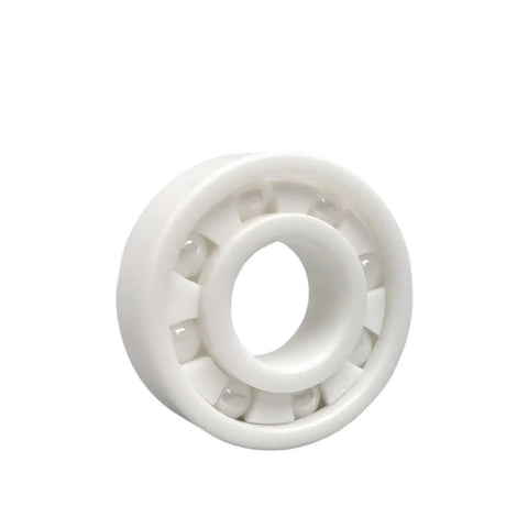 Premium Rock Solid Zirconia Ceramic Bearings Five Piece Set High Temperature Resistant Self Lubricating Dry Run Design Non Magnetic Insulated For Industrial Motors Built Different close-up view of a single zirconia ceramic bearing.