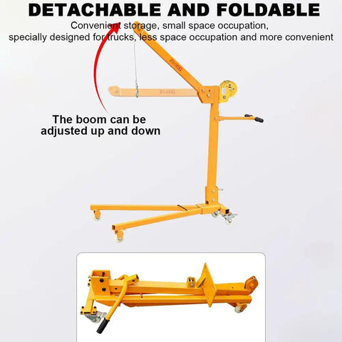 Rock Strong Welded Alloy Engine Hoist And Rolling Workshop Crane Built For No Drama Auto Transfers And Flexible Indoor Garage Lifting Operations Up To 1100 Pounds with adjustable boom design.