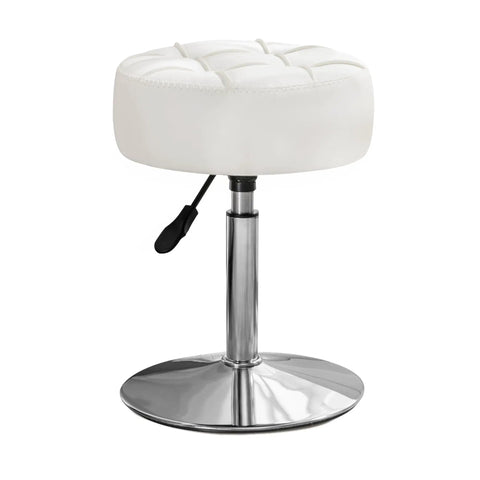 Adjustable Vanity Stool With 360 Degree Swivel White Faux Leather Makeup Chair For Home Studio Perfect For Bathroom Or Living Room Height Adjustable From 15.8 To 20.7 Inches Smooth Comfort And Easy Access For Your Daily Grind