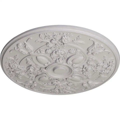 Bailee Ceiling Medallion 31 And 1 Quarter Inch By 2 And 1 Quarter Inch Ultra Pure White Lightweight Round Ceiling Decor with deep relief