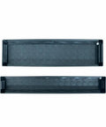 Five Pack Plastic Window Sill Plant Saucers With Removable Drain Hole Rectangular 16 By 5.5 By 1.5 Inches Thick Black Trays