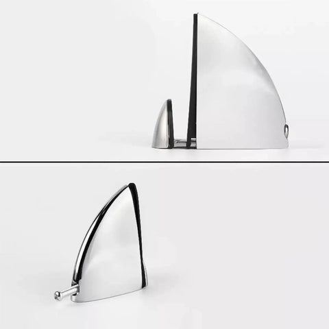 Two Heavy Duty 6 Pack Adjustable Glass Shelf Brackets With Glass Clips, zinc alloy in brushed finish, side view