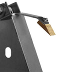 Close-up of Top Shelf Saw Cleaning Unit Assembly featuring Tough As Nails Carbide Block and rust resistant steel frame.