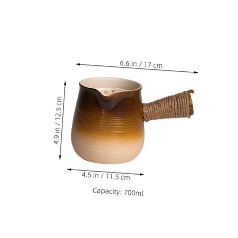 Turkish Coffee Pot Ceramic Milk Pan With Pour Spout Heat-Resistant Coarse Pottery For Tea And Coffee