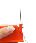 Easy Peasy Needle Threader Set Mini Double Head Plastic Threading Tools For Home And Shop No Sweat Quick Thread Guide Simple To Use Sewing Aid Great For Low Vision Compact 2 Pack For Everyday Sewing, orange plastic threader with needle and thread