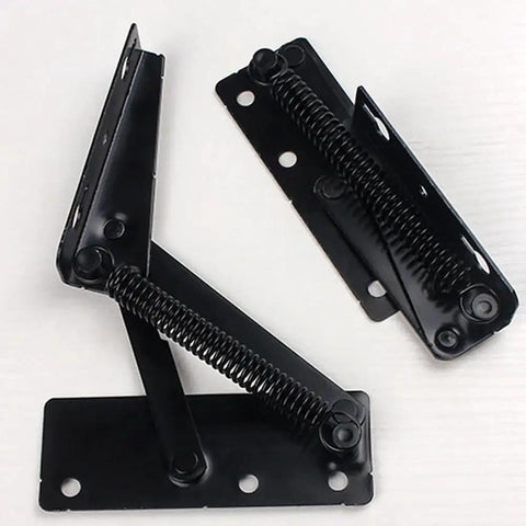 Legit Sturdy Sofa Bed Spring Hinges Featuring Slick 80 Degree Flip Mechanism For Effortless Cabinet Doors And Fold Up Couch Bases No Sweat Heavy Duty Furniture Hardware That Actually Holds Up Pair Of 2, black metal hinges with spring mechanism.