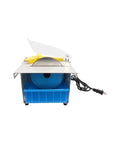 Heavy Duty 750W Electric Mini Table Saw With 5 Pcs Premium Blades For Rock Solid Woodworking Cutting Polishing And Carving Desktop Router Alternative, front view with blades.