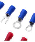 Huge 1000Pcs Assorted Insulated Crimp Terminal Kit With 24 Types Spade Fork Ring And Pin Connectors For Electrical Cables And Wire Cord Repairs You Need blue insulated fork and ring terminals for wire crimping