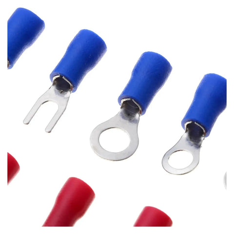 Huge 1000Pcs Assorted Insulated Crimp Terminal Kit With 24 Types Spade Fork Ring And Pin Connectors For Electrical Cables And Wire Cord Repairs You Need blue insulated fork and ring terminals for wire crimping