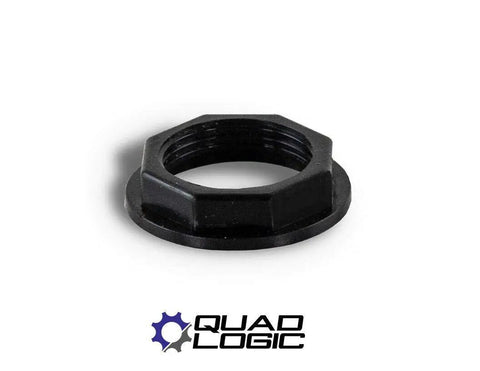 Direct Replacement Ignition Switch Retaining Nut for Polaris ATV And UTV, shown in black finish, angled view