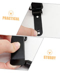 Person holding 4 Pack Spring Loaded Toggle Latch Clips Hasp Kit for Cabinets Doors Windows Lids, black finish, practical design.