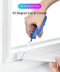 Hands cutting Self Adhesive T Shape Draft Stopper Tape Kills The Draft Seal Window And Door Gaps Block Noise No Sweat Weather Stripping Insulation Roll.