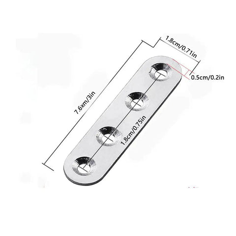 Stainless Steel Straight Braces For Wood Reinforcement, 4 Pack Of Thickened Metal Straps, Top Tier Hardware dimensions 7.6cm by 1.8cm.