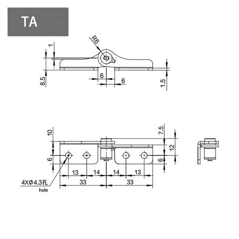 Flozari 304 stainless steel rotary torque hinge with damping; front/side views, adjustable torque stop, left-right DTA