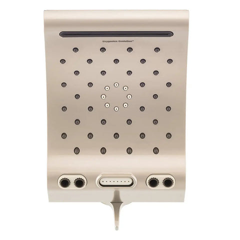 Top view of Evolution Shower Head With Patented Water Pressurizing Technology Delivers A Real Power Boost, showing spray selectors.