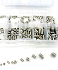 Grub Screw Set M3 To M8 Hex Socket Head Cap Screws Kit Alloy Steel Or Stainless Steel 200 Pieces 10 Sizes visible in box overview