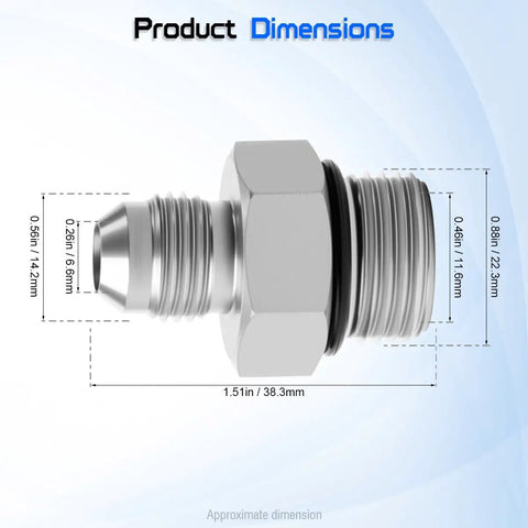Product Dimensions: Hydraulic Hose Connector Adapter 3/8 Inch JIC 37 Degree Male To 5/8 Inch SAE ORB Male Heavy-Duty Straight Fitting For Leak-Free JIC To ORB Connections In Hydraulic Lines, 1.51 in long