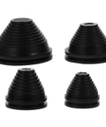 Tower Shaped Synthetic Rubber Grommet Kit For Wiring Protection And Insulation Flame Retardant Hole Plug For Automotive Firewall Cables Black Built To Last Material For Tight Seals And Noise Reduction. black tower-style rubber grommets, four sizes