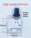Top Notch LED Constant Voltage Dimmer Board For Desk Lamps with dimensions, featuring a black knob handle for adjustment.