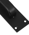 Close-up of Black Exterior Door Handle Heavy Duty Barn Door Pull With Surface Mount Holes Universal Fit For Sliding Doors