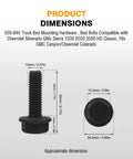 Upgrade Your Rig With These Badass Truck Bed Mounting Bolts M12 X 55MM Zinc Plated Steel dimensions showing detailed measurements.
