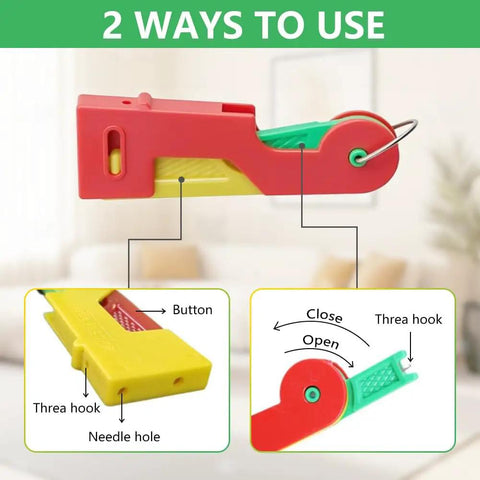 Automatic Needle Threader For Sewing Machines And Hand Sewing Lightweight Plastic Threading Tool For Easy Eye Friendly Threading Great For Elderly Beginners DIY Crafters And Crafts 3 Pack with instruction details