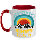 Two Tone High Power Rocketry Coffee Mug 11oz Red with bold graphic design for coffee lovers and rocket enthusiasts.