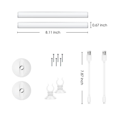 Portable Rechargeable LED Vanity Lights With Touch Control And Three Brightness Levels For Makeup, Bathroom Or Dressing Room, 2 pack set with accessories